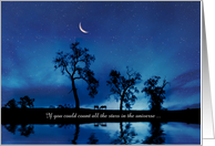 Thinking of You Stars and Moon Blue Horses Oak Trees Pond Custom card