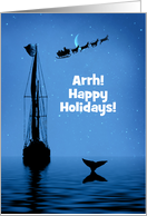 Christmas Holiday Pirate Sailing Ship Santa and Whales Tail Custom card