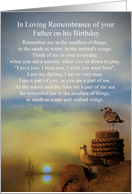 Father Remembrance with Seagulls and Sailboat in Sunset Poem card