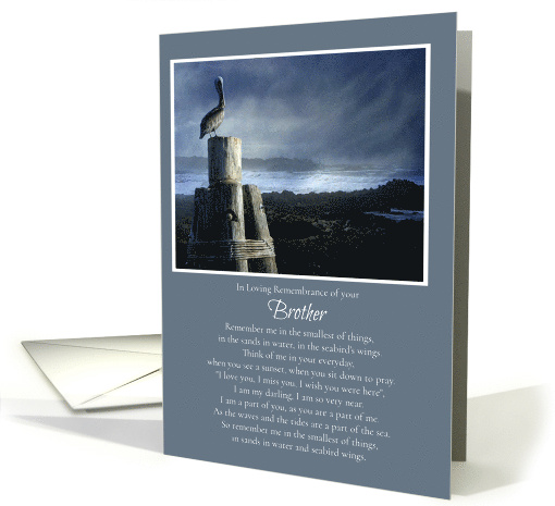 Brother Remembrance Spiritual Sea and Pelican Tribute Memorial card
