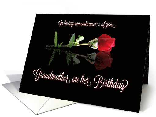 Grandmother Remembrance with Single Red Rose on Her Birthday card