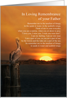 Father Sympathy with Pelican Ocean and Remembrance Poem card