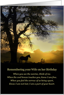 Wife Birthday Remembrance with Horse and Sunset and Poem card