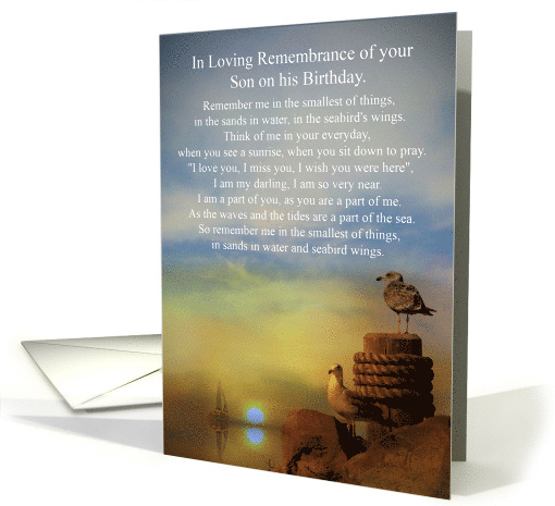 Son Birthday Remembrance Sea Ocean Sailboat with Spiritual Poem card