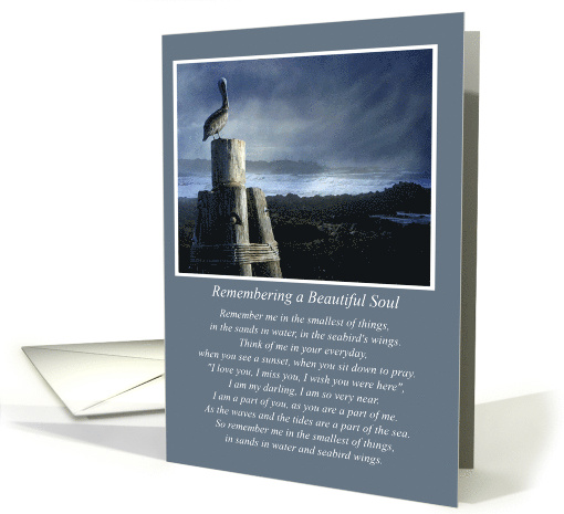 Remembrance Anniversary of Death Passing Spiritual Poem Sea card