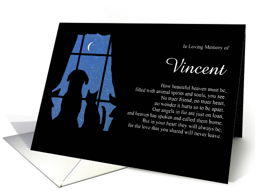 Pet Sympathy Custom Name Spiritual Poem Memorial Tribute Dog Cat card