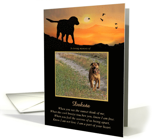 Dog Sympathy Custom Photo and Name with Poem Memorial Tribute card