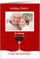 Christmas Holiday Photo Wine Cheers Happy Holidays card