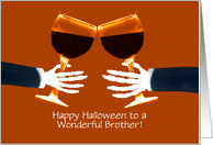 Brother Halloween Funny Skeletons and Wine Custom card