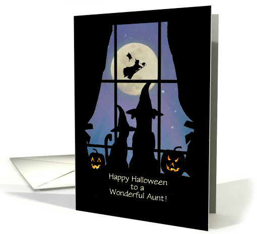 Aunt Halloween with Cute Dog Cat and Witch Custom card (1738482)