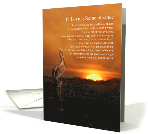 Thank You Sympathy Spiritual Poem with Sun and Ocean Pelican card