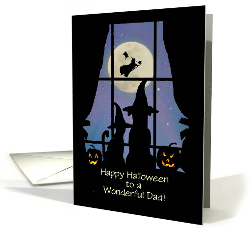 Dad Father Happy Halloween Custom Text with Cute Dog and Cat card