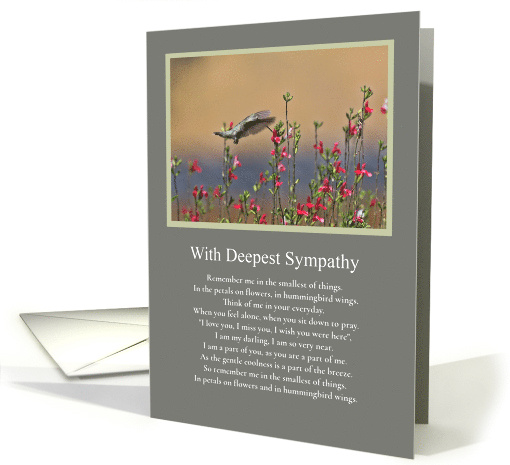 Sympathy with Hummingbird and Flowers Spiritual Remembrance card