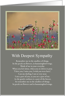 Sympathy with Hummingbird and Flowers Spiritual Remembrance card