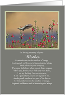 Sympathy Loss of Mother Spiritual Custom with Hummingbird and Poem card