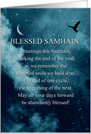 Samhain Celtic Inspired with Clouds Stars Moon and Raven card