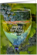 Birthday Custom Name with Wine and Grapes Vineyard Humor card