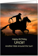 Uncle Birthday Roping Cowboy Country Western Custom Text card