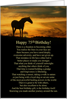 75th Birthday Horse and Southwestern Sunset Nature Kind Words card