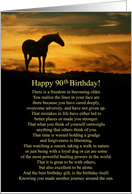 90th Birthday Milestone Horse in Sunset Kind Words card