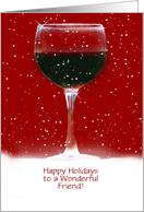 Friend Happy Holidays with Wine Custom Cover Funny card