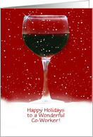 Co Worker Colleague Funny Happy Holidays with Wine Customizable card