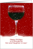 Son and Daughter in Law Christmas Holiday Funny Wine Themed Custom card