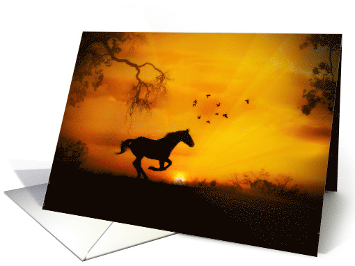 Happy Birthday Beautiful Day with Running Horse and Birds card
