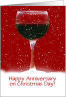 Christmas Wedding Anniversary with Wine Customizable card