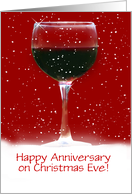 Christmas Eve Wedding Anniversary with Wine Customizable card
