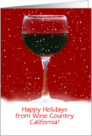 Christmas for California Wine Country with Red Wine In Snow Custom card