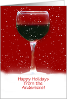 Christmas Holiday Custom Name From Us Wine Funny Holiday Cheers card