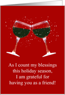 Christmas Holiday For Friend Funny Happy Holidays Wine Themed card