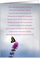 Sympathy Spiritual with Poem Butterfly and Flower Poem for Grief card