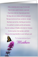 Mother Sympathy Loss of Mom Spiritual Poem with Butterfly Custom card