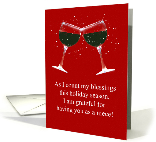 Niece Grateful Blessings Funny Christmas Holiday With Wine card