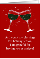 Niece Grateful Blessings Funny Christmas Holiday With Wine card