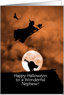 Nephew Happy Halloween Cool Witch and Black Cats Spooky Custom card