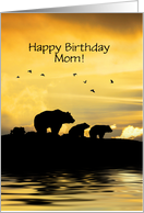 Mother Mom Happy Birthday Cute Mamma Bear with Cubs Customizable card