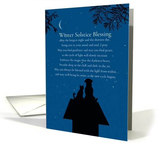 Winter Solstice Blessing Cute Dog and Cat with Poem card (1744282)