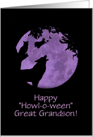 Great Grandson Happy Halloween with Wolf Owl Witch Cute Custom card