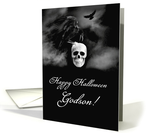Godson Happy Halloween Ravens and Skull Spooky Fun card (1744584)