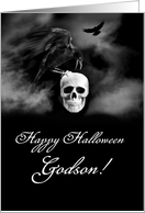 Godson Happy Halloween Ravens and Skull Spooky Fun card