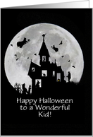 Kid Happy Halloween with Haunted Mansion Witches Cats and More Custom card