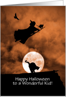 Kids Happy Halloween with Cute Witch and Cats Custom Text card