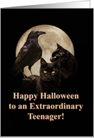 Teenager Happy Halloween Black Cats and Ravens Mystical Witchy Fun card