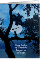 Daughter and Son in Law Custom Happy Holidays Christmas Cat card