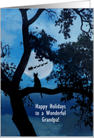 Grandfather or Grandpa Cute Christmas Happy Holidays Santa Cat Custom card
