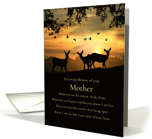 Birthday Remembrance of Mother Mom Poem with Nature Deer Custom card