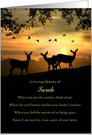 Sympathy Condolences Custom Name with Remembrance Poem Deer card